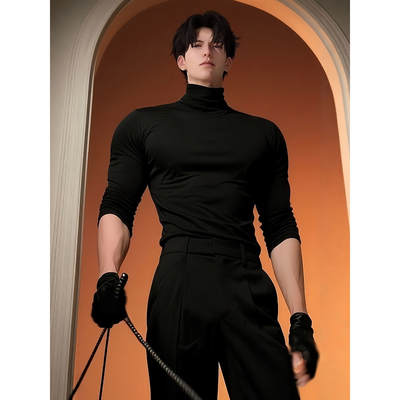 半高领双面德绒打底衫成熟稳重男