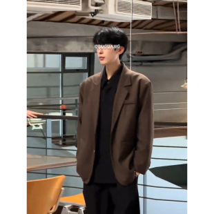 廓形垫肩暴徒小西装 美拉德穿搭韩版 休闲西服男痞帅高级感三件套装