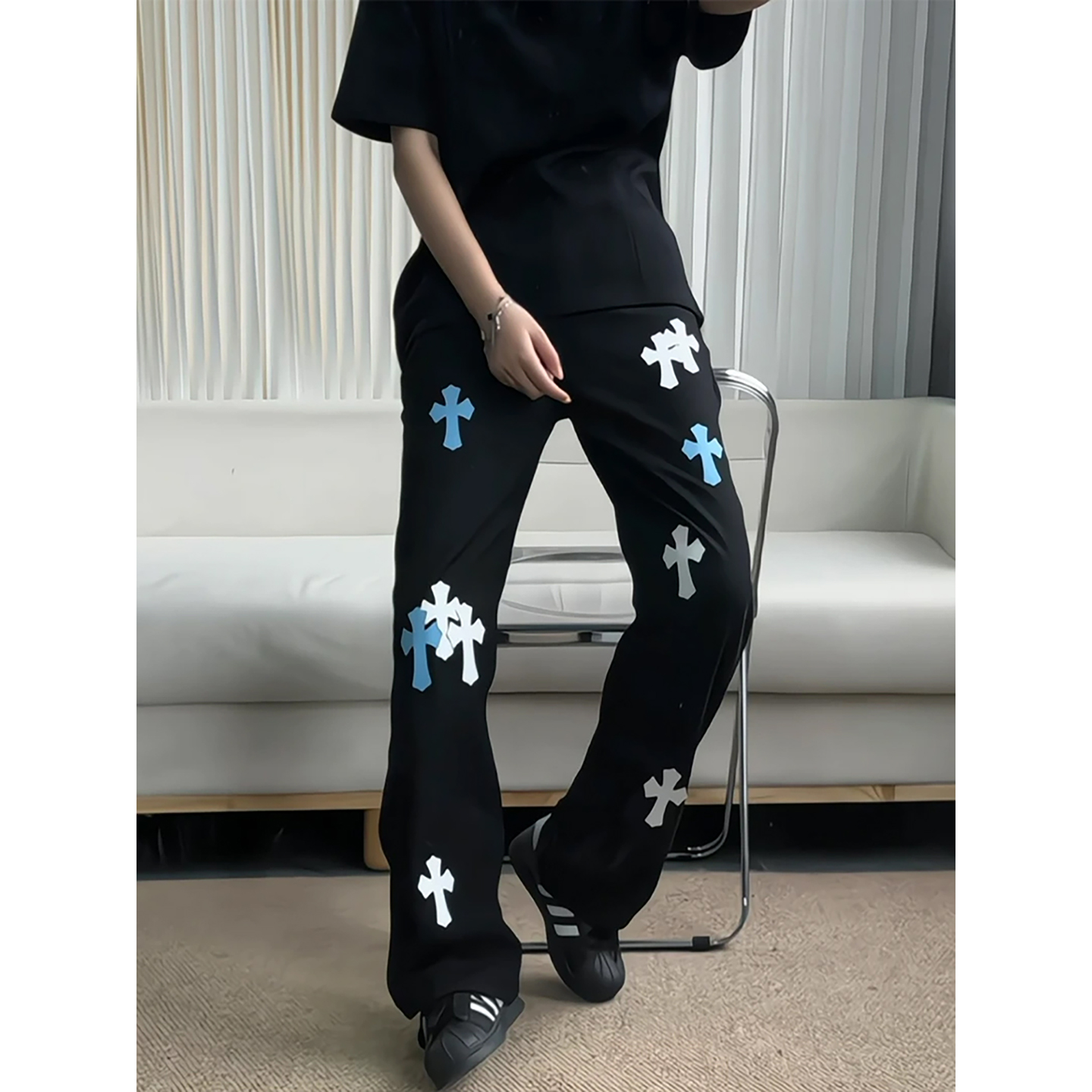 美式高街十字架牛仔裤子男款秋季