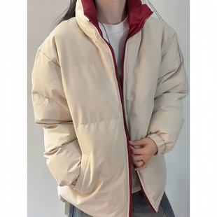 美式拼接撞色羽绒棉服男女冬季加厚保暖九江面包服短款情侣棉袄子