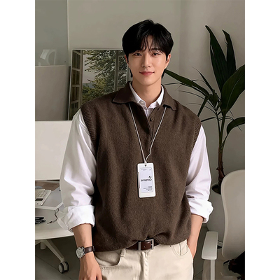 韩系学院风针织马甲秋冬季老钱风