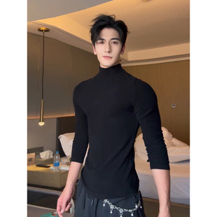 痞帅高级感半高领毛衣男款秋冬成熟稳重西装内搭显肩宽收腰针织衫