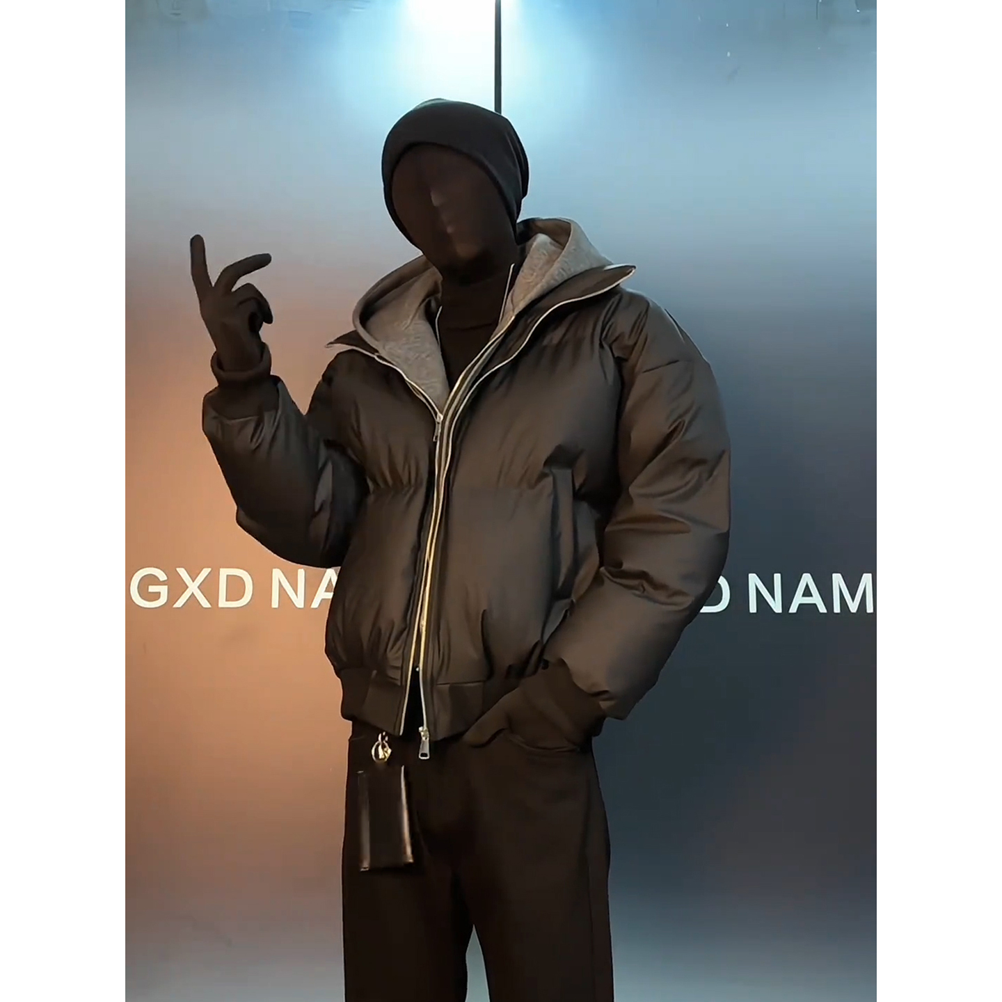 pu皮假两件连帽羽绒棉服男冬季