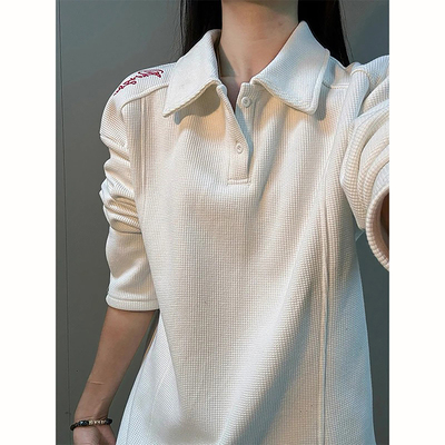 美式字母刺绣印花长袖t恤男款