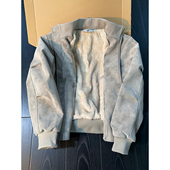 浅灰色扎染立领皮衣棉服男生冬季 短款 加绒夹棉外套收腰不臃肿棉衣