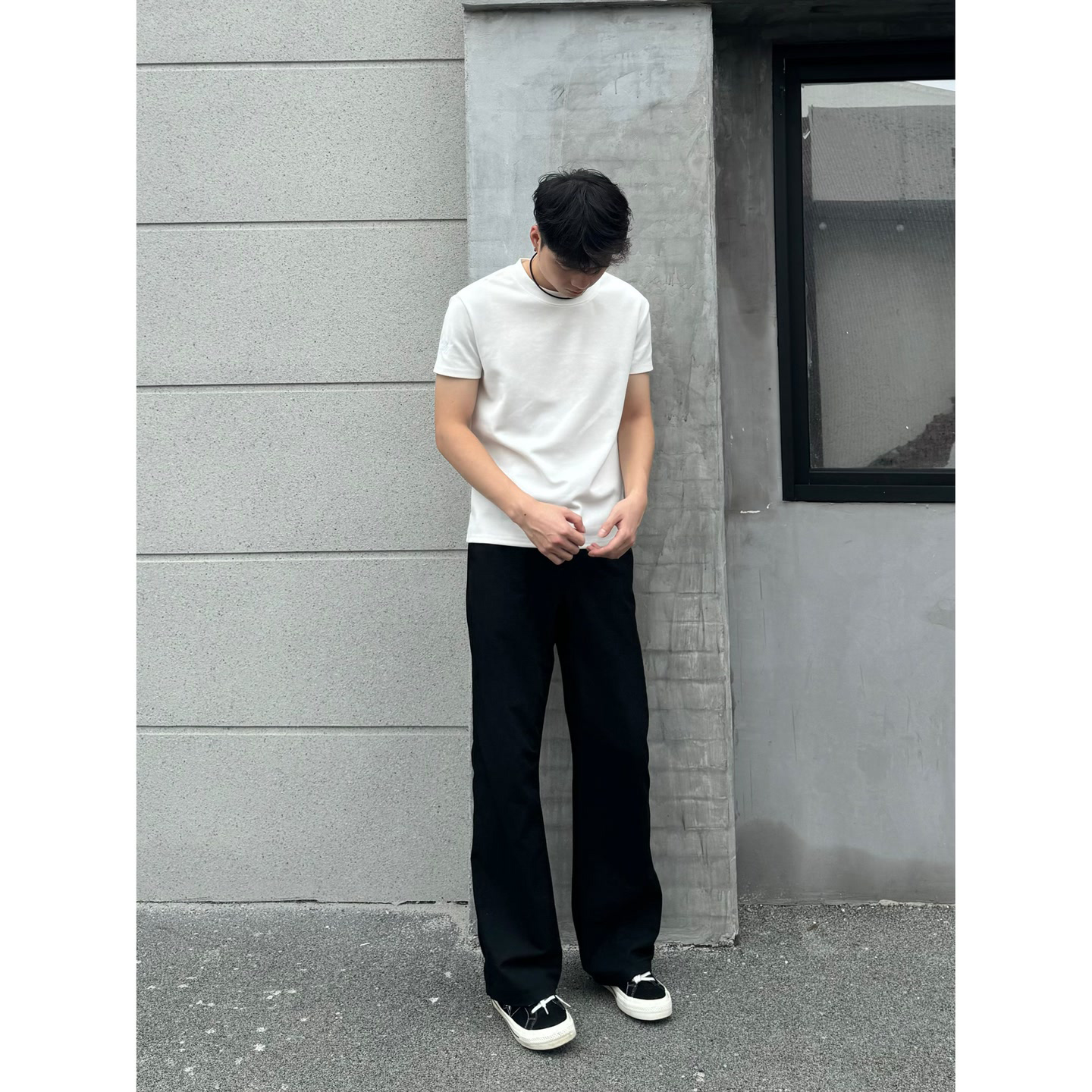 美式垂感冰丝西裤男夏季弯刀裤子