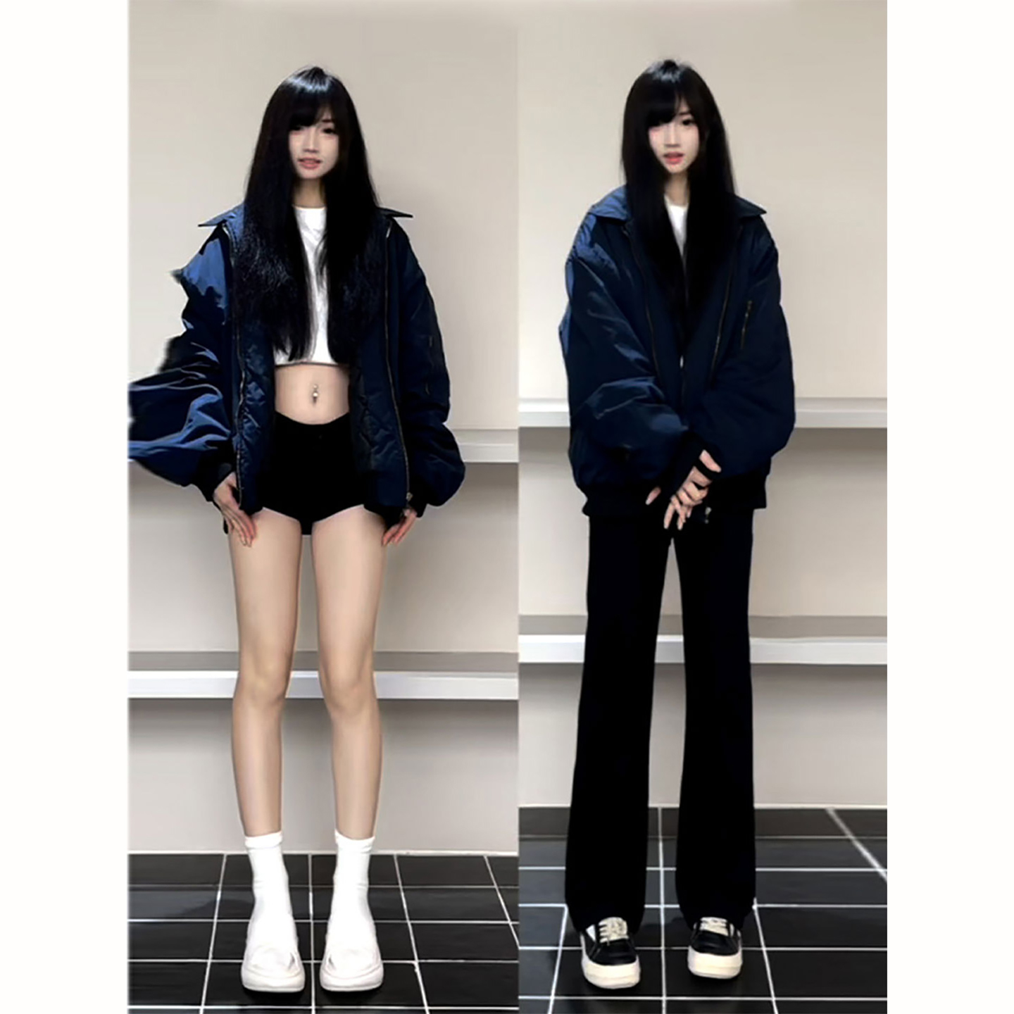 美式黑色微喇牛仔裤男女款秋冬