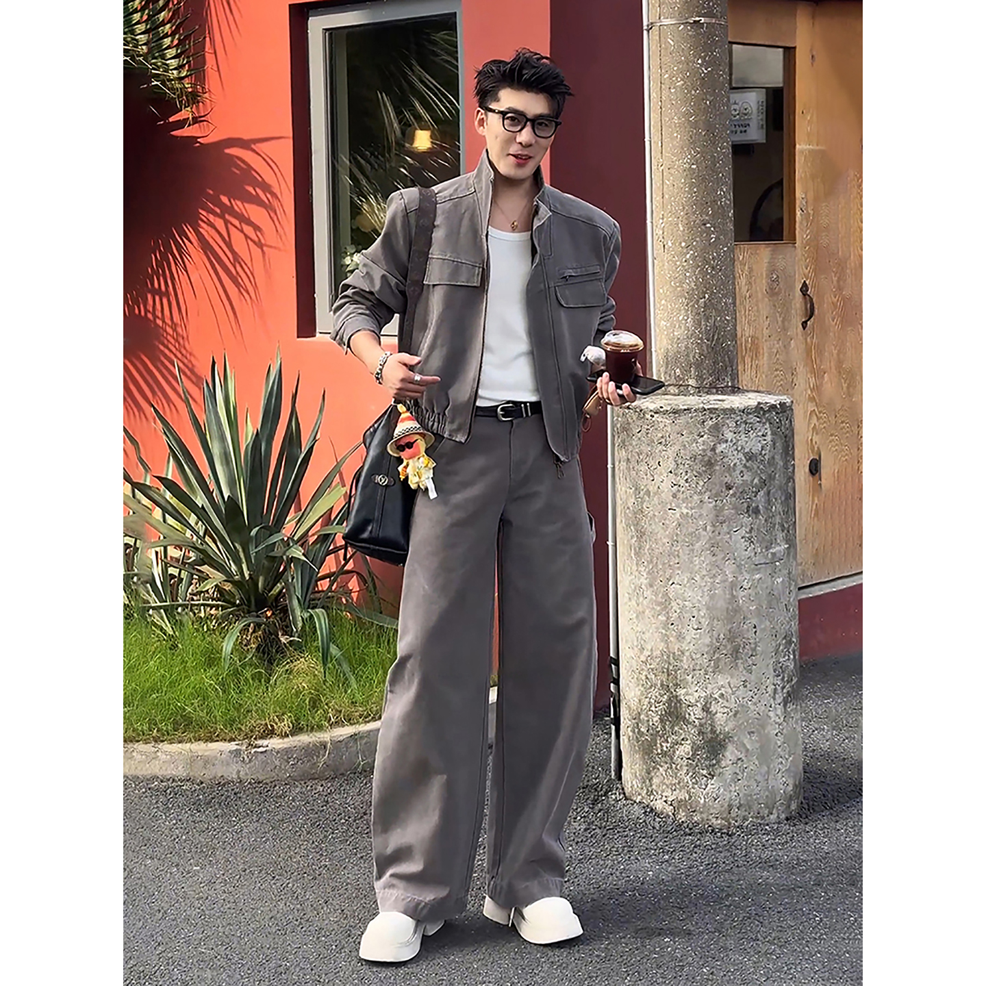 美式短款立领夹克外套男酷帅穿搭