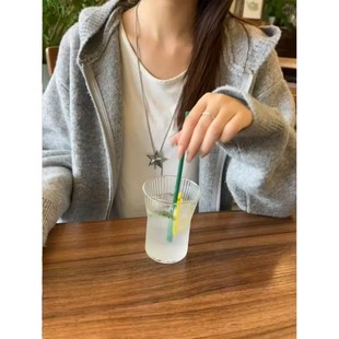 高级感灰色拉链连帽毛衣男秋季 老钱风情侣外套 宽松慵懒风针织开衫