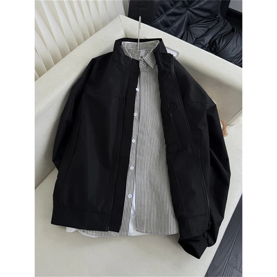 短款工装外套男款黑色飞行员夹克