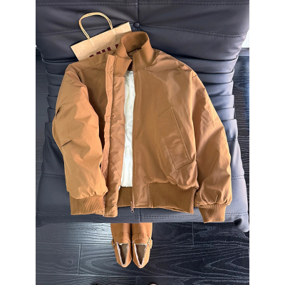 美拉德棕色飞行夹克棉服男款冬季