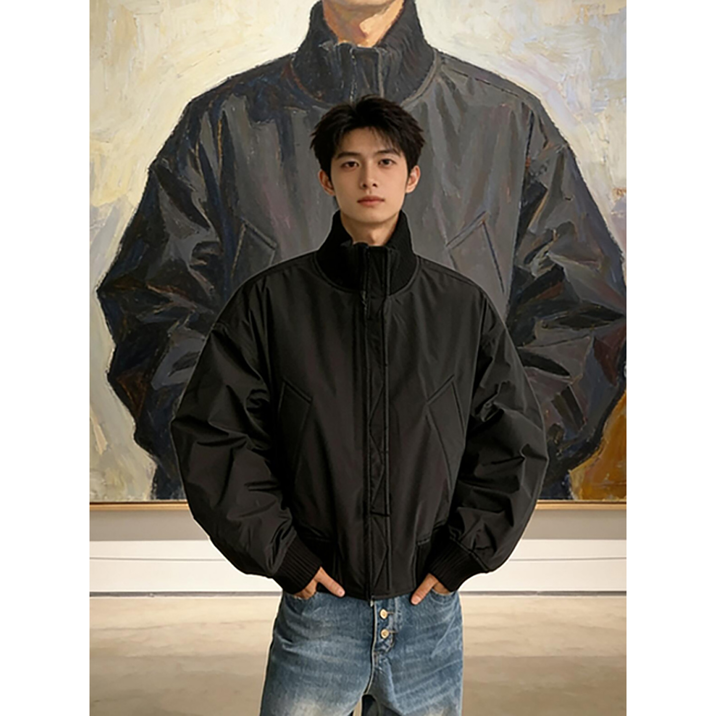 bomber廓形飞行夹克棉服秋冬美式