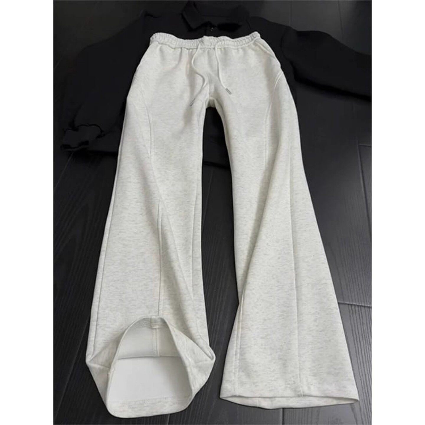 花灰色美式重磅运动卫裤男喇裤子