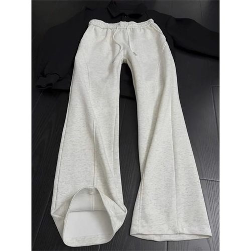 花灰色美式重磅运动卫裤男喇裤子