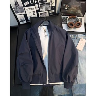 藏青色立领飞行夹克棉服男春秋美式痞帅工装外套高级感短款棒球服