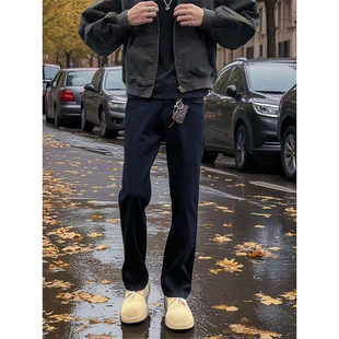 搭配马丁靴的裤子男黑色517版型微喇牛仔裤直筒修身显瘦休闲长裤