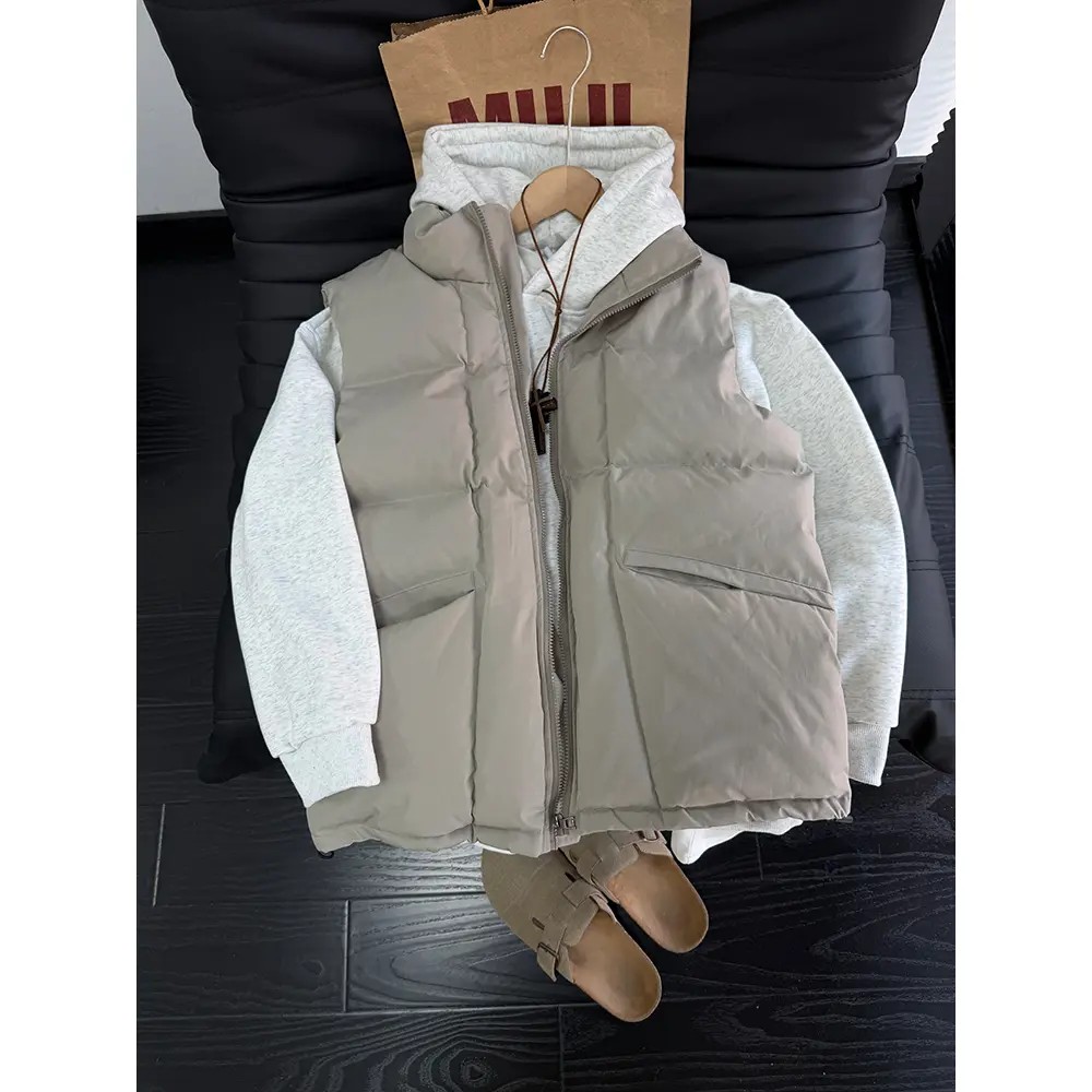 米灰色立领坎肩马甲男款冬季