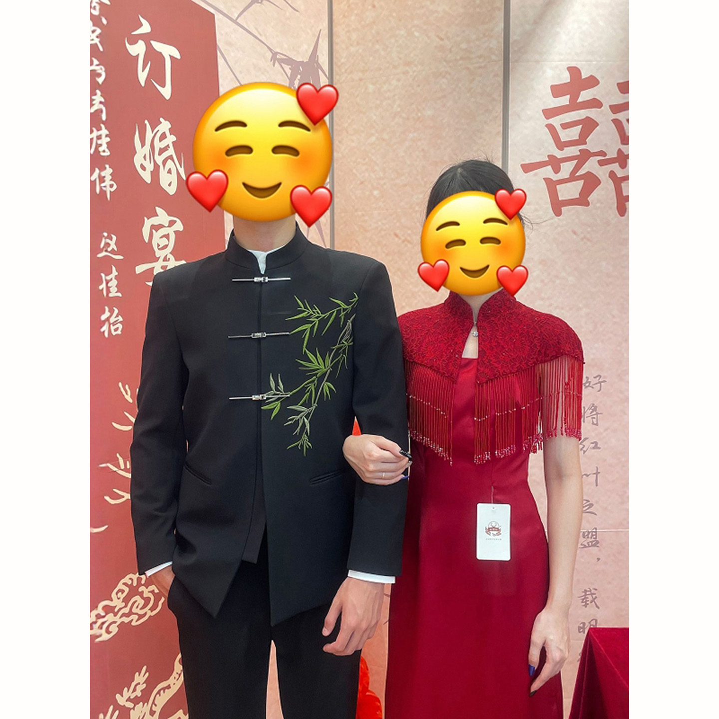 金属扣垫肩西服外套男竹叶刺绣