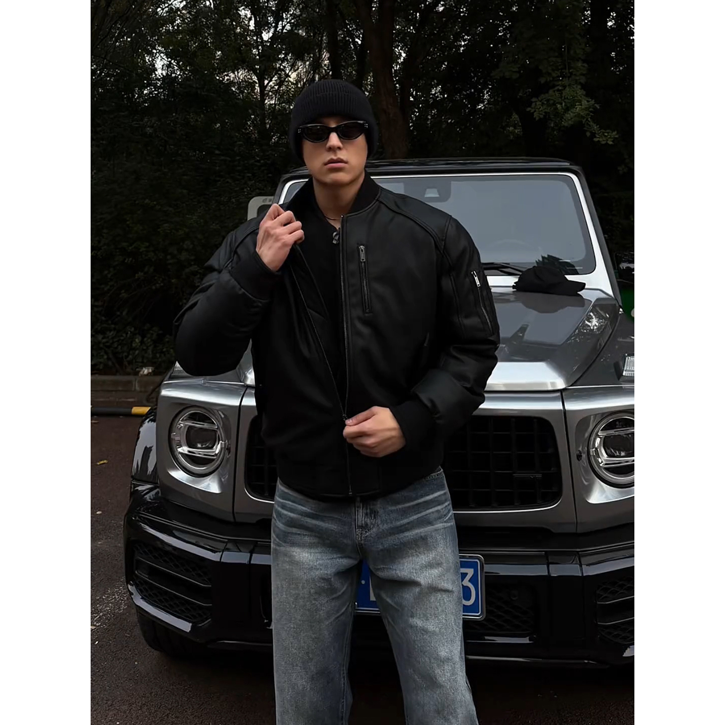 美式廓形短款pu皮羽绒服男冬季