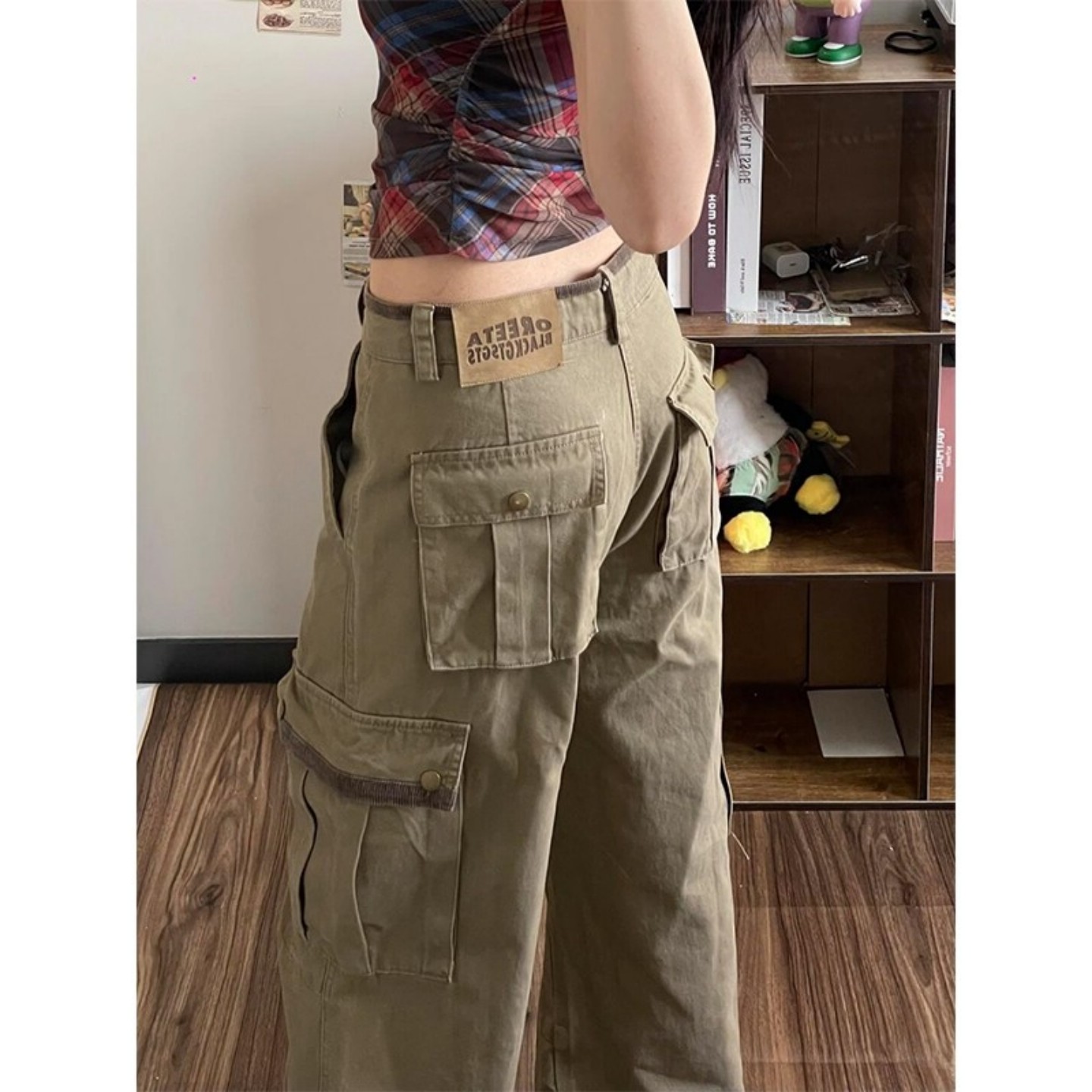 卡其色多口袋工装裤男款美式复古