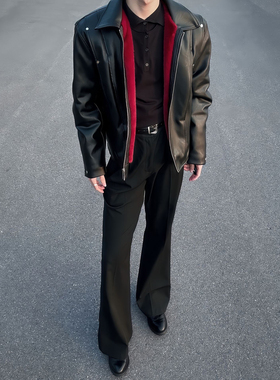 黑色微喇加绒西裤男款秋冬垂感显腿长直筒休闲裤美式弯刀阔腿裤子