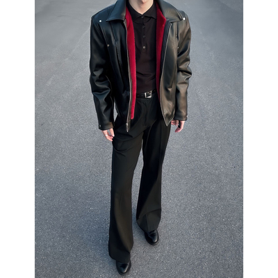 黑色微喇加绒西裤秋冬垂感显腿长