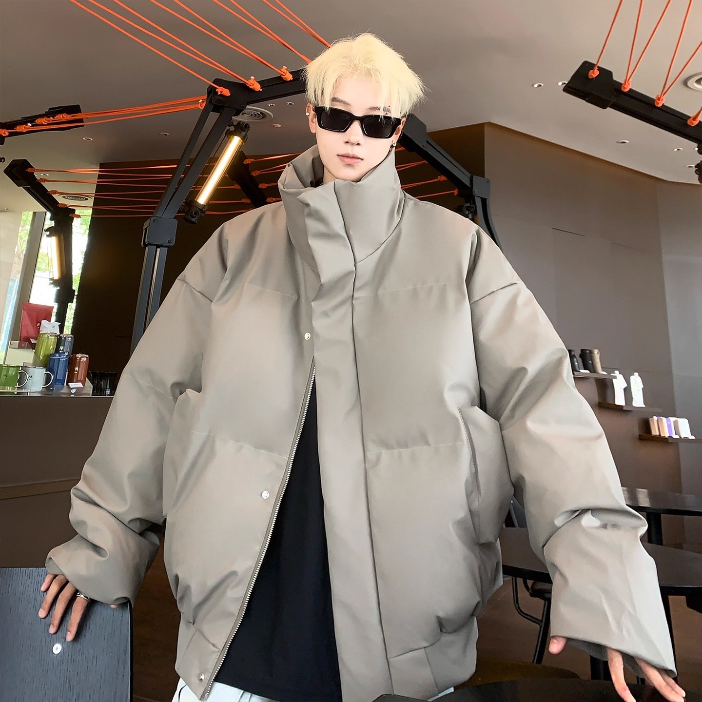 美式短款pu皮夹克棉袄男冬季加厚