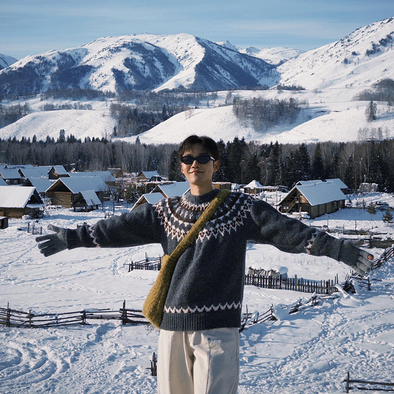 美式费尔岛花纹毛衣男款秋冬季提花针织衫圣诞氛围感新年慵懒上衣,男装,针织衫/毛衣,淘宝优惠券,粉丝福利购,淘宝优惠卷