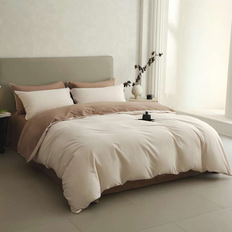 A类轻奢款100s纯棉磨毛四件套纯色长绒棉100全棉民宿家纺南通