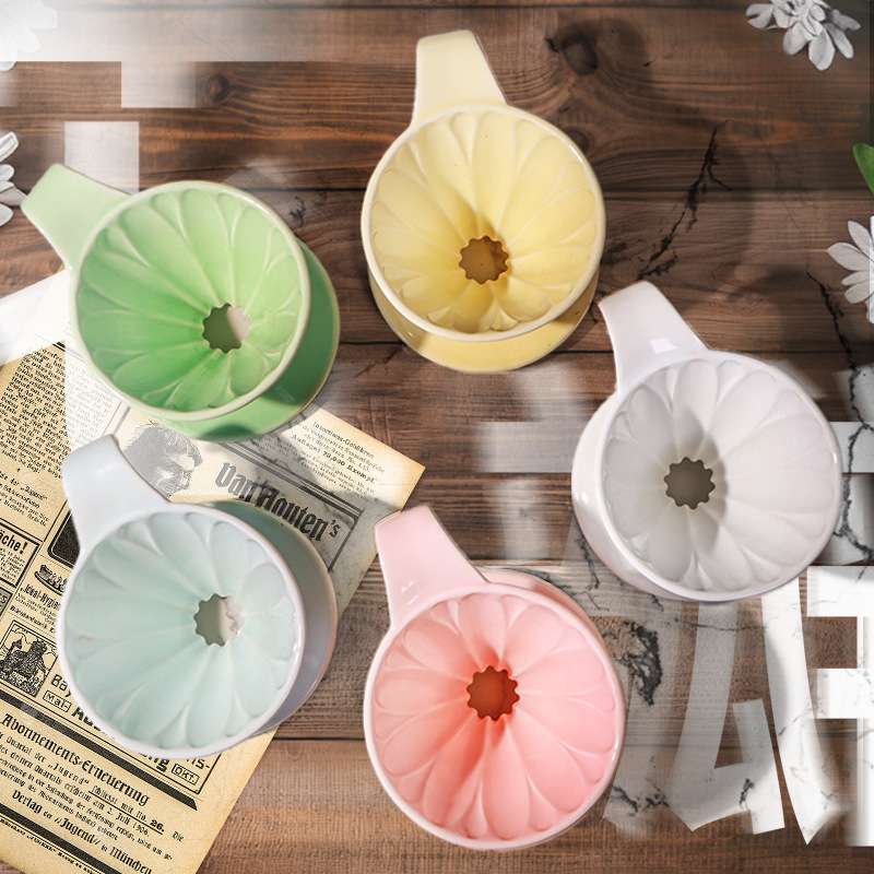 L-BEANS手冲咖啡过滤杯滴漏式陶瓷滴滤杯V01花瓣型手冲杯 1-2人份