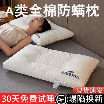a类纯棉枕头护颈椎枕芯助睡眠专用可水洗一对酒店学生高枕不塌陷