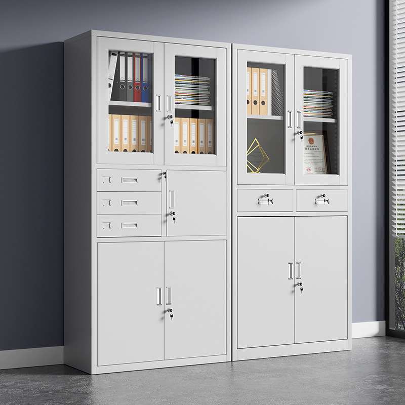 钢制文件柜办公室中二斗铁皮档案柜会议室带锁储物矮柜财务凭证柜