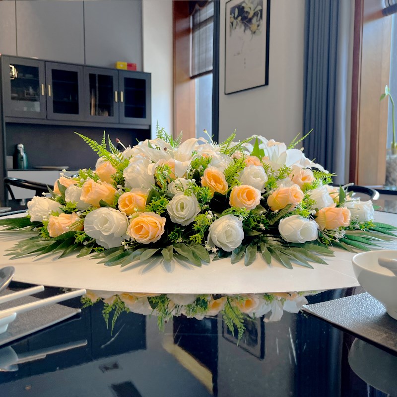 酒店饭店餐桌花假花仿真花桌面摆件桌花J装饰花大圆桌转盘中间摆