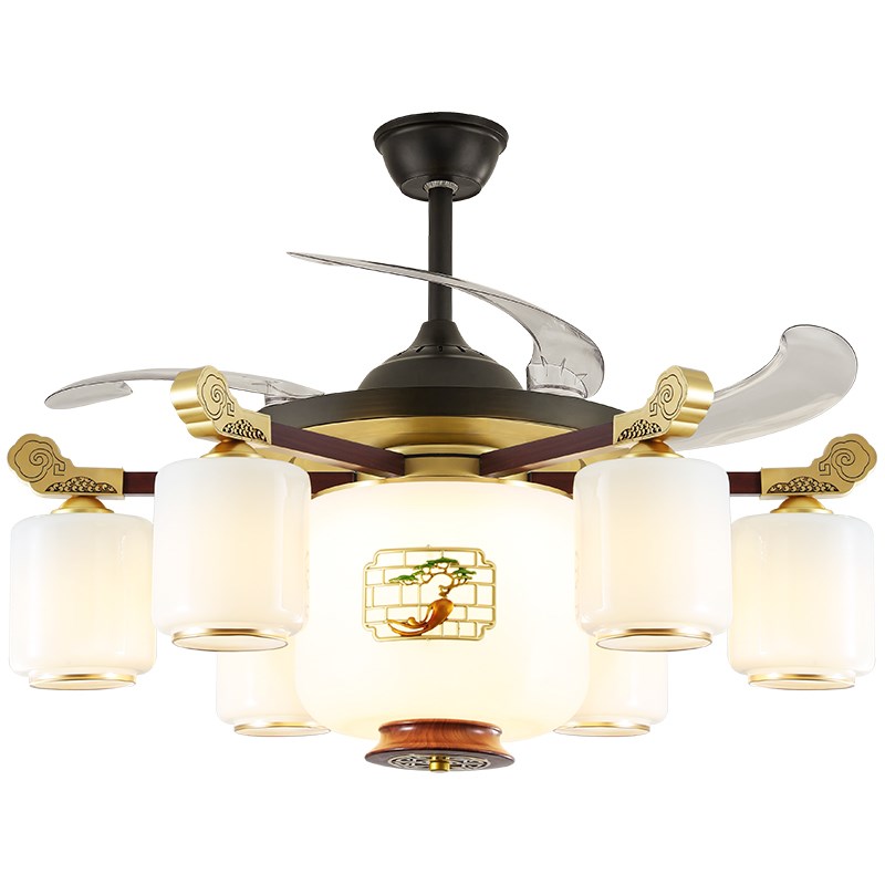 新中式客厅吊扇灯2025u新款餐饮火锅店别墅饭饭厅隐形电风扇吊灯