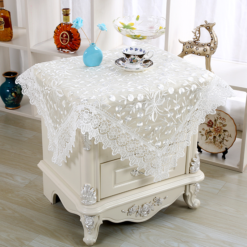 A6L桌布茶几盖布冰箱空调盖布洗衣机电视床头柜罩遮盖蕾丝布艺家