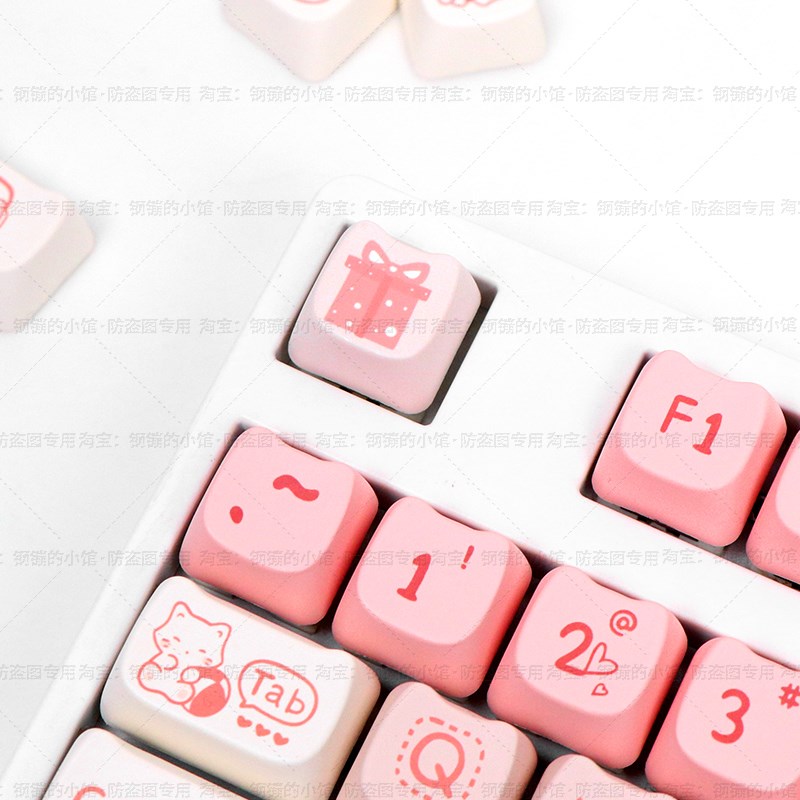 派对小猫键帽机械键盘猫头粉色wootingMOA磁M轴ATK68个性可爱主题