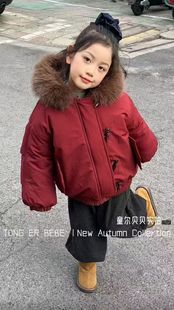 棉服外套宝宝拜年服 洋气儿童冬装 女童加绒加厚派克服冬季 2026新款