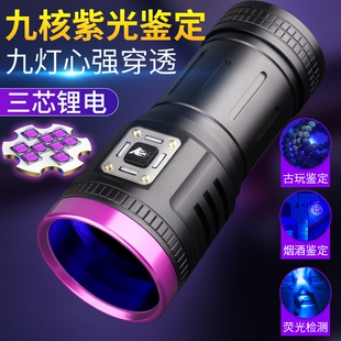 紫光灯鉴定专用验钞烟酒防伪照玉石翡翠伍德氏紫外线395nm手电筒