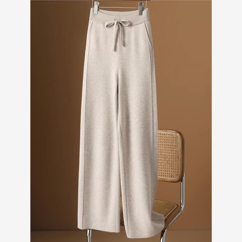 香港高腰垂感阔腿裤女秋