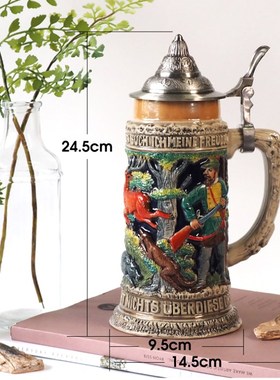 欧式复古创意圣诞礼品传统陶z瓷啤酒杯酒吧装饰品啤酒节礼品