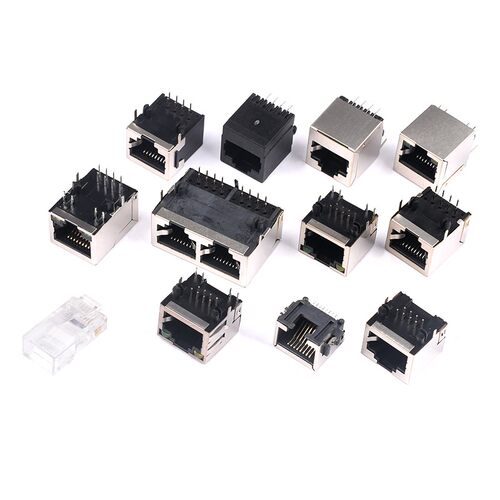 RJ45网络插座网线56/58/59网口接口8P8C水晶头座母座卧式立式带灯