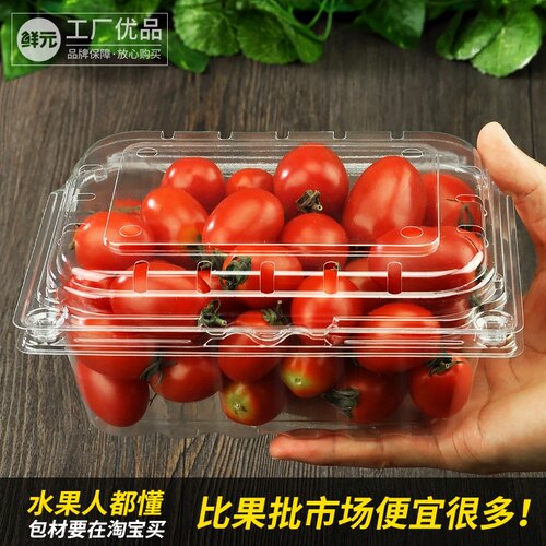 鲜元600克水果盒子精品塑料包装盒一斤装长方形打包盒透气加厚
