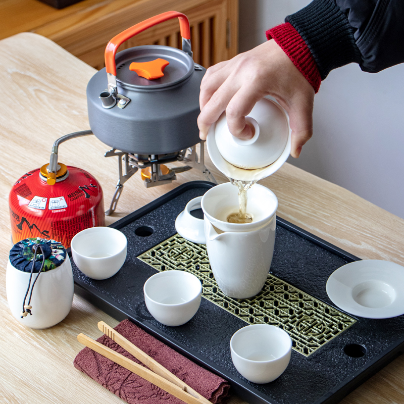 户外便携式旅行茶具套装功夫茶具带烧水炉野外露营煮茶壶泡茶装备