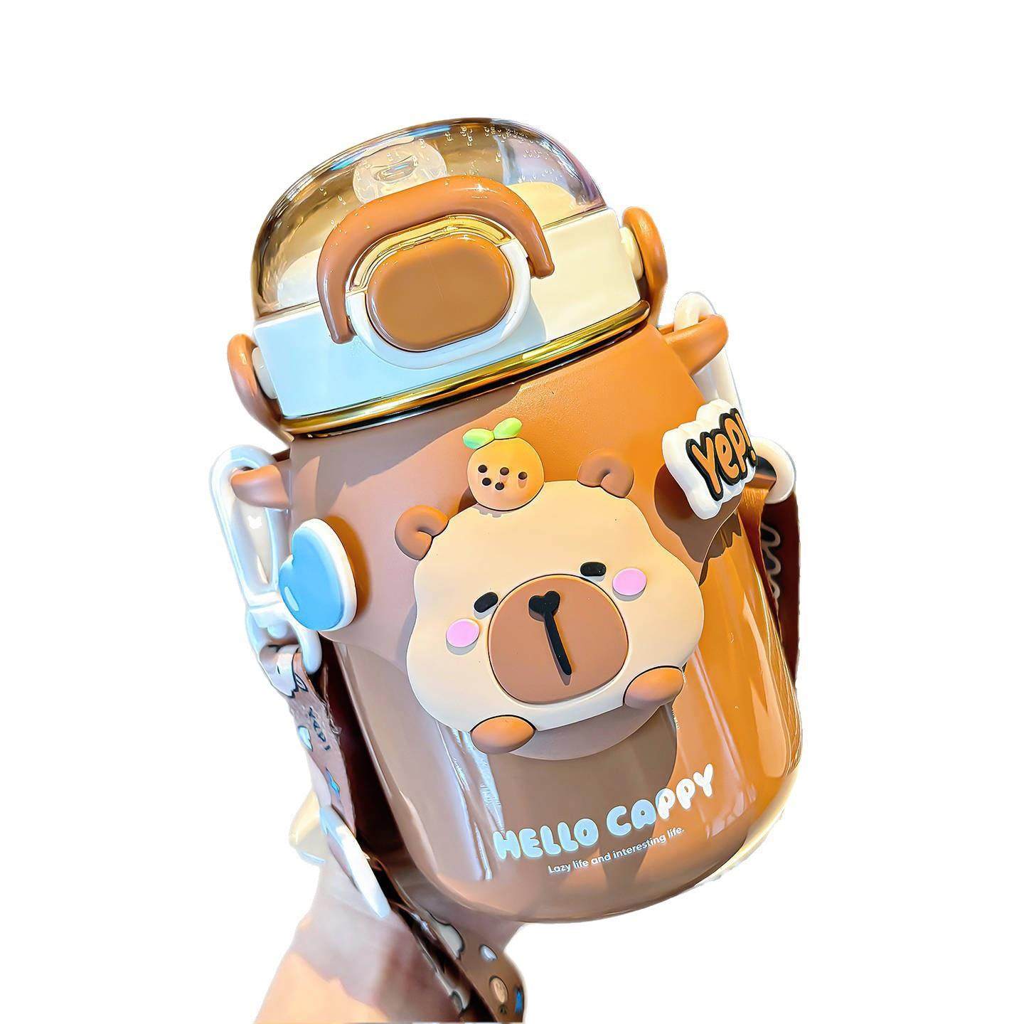 包邮卡皮巴拉水杯高颜值女生便捷吸管杯子可爱大容量学生水杯男孩,餐饮具,保冷/保温杯,淘宝优惠券,粉丝福利购,淘宝优惠卷