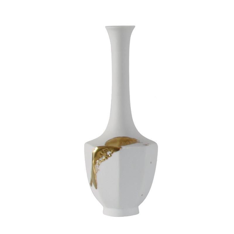 新中式手工描金花瓶饰摆件创意电视柜干插花办花公室禅意花LTM器