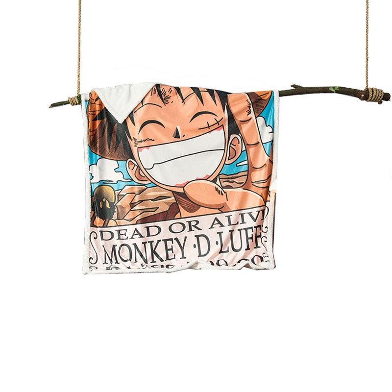 蒙奇路飞冬季两面长方形休闲便携式睡觉携带冬被毛毯