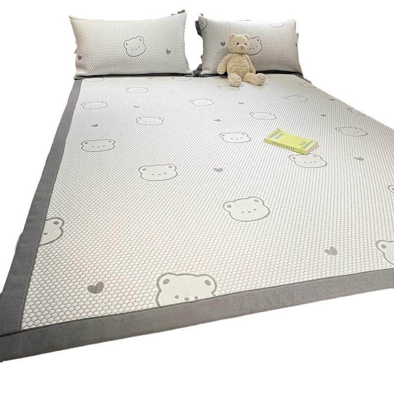 婴幼儿乙纶提花冰丝席子冰豆豆凉感丝可机洗PE凉席空调房软席