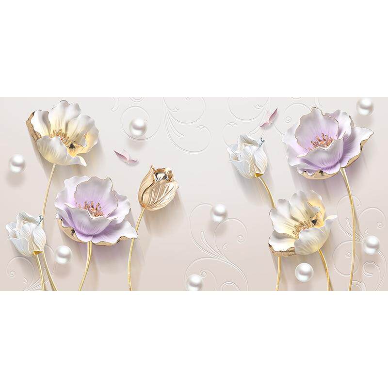 郁金香电视背景一整张大幅墙纸壁画客厅卧室现代简约壁纸