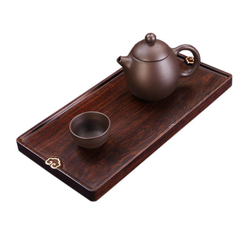 黑檀木实木茶台铜木干泡台嵌入黄铜线整块原木家用便携整版茶托盘 - 封面