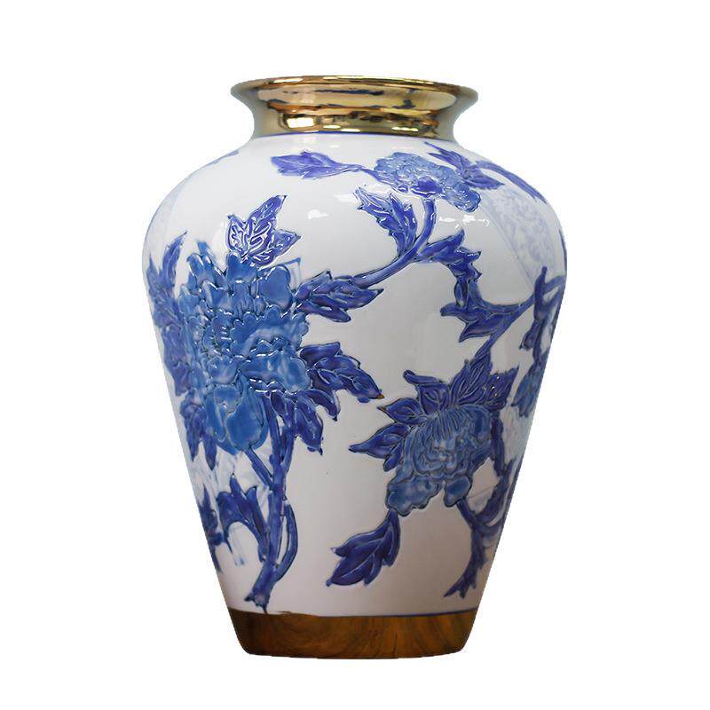 景德镇青花瓷花瓶高级感花盆插花瓶陶瓷摆件源头工厂支持定制